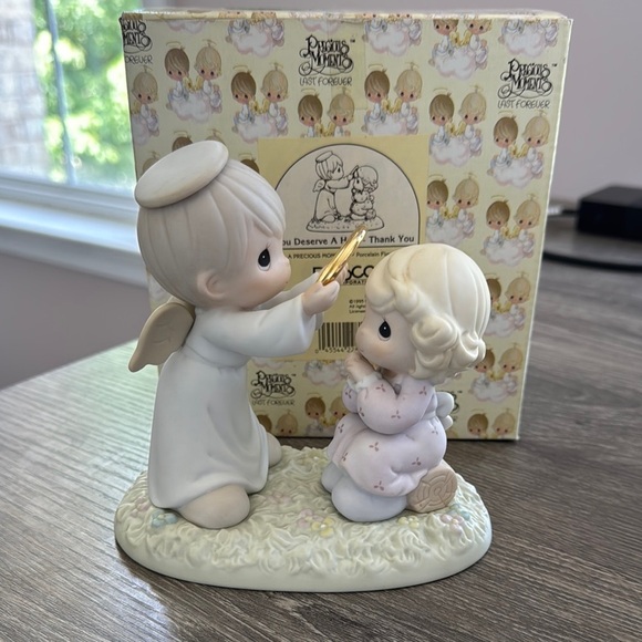 Precious Moments Angel and Child Figurine - White and Cream - Picture 1 of 1